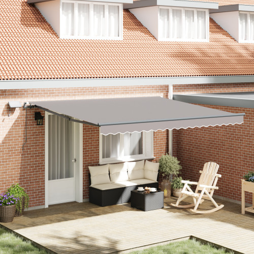 vidaXL Utdragbar markis Ljusgrå 400 × 350 cm Duk och Aluminium