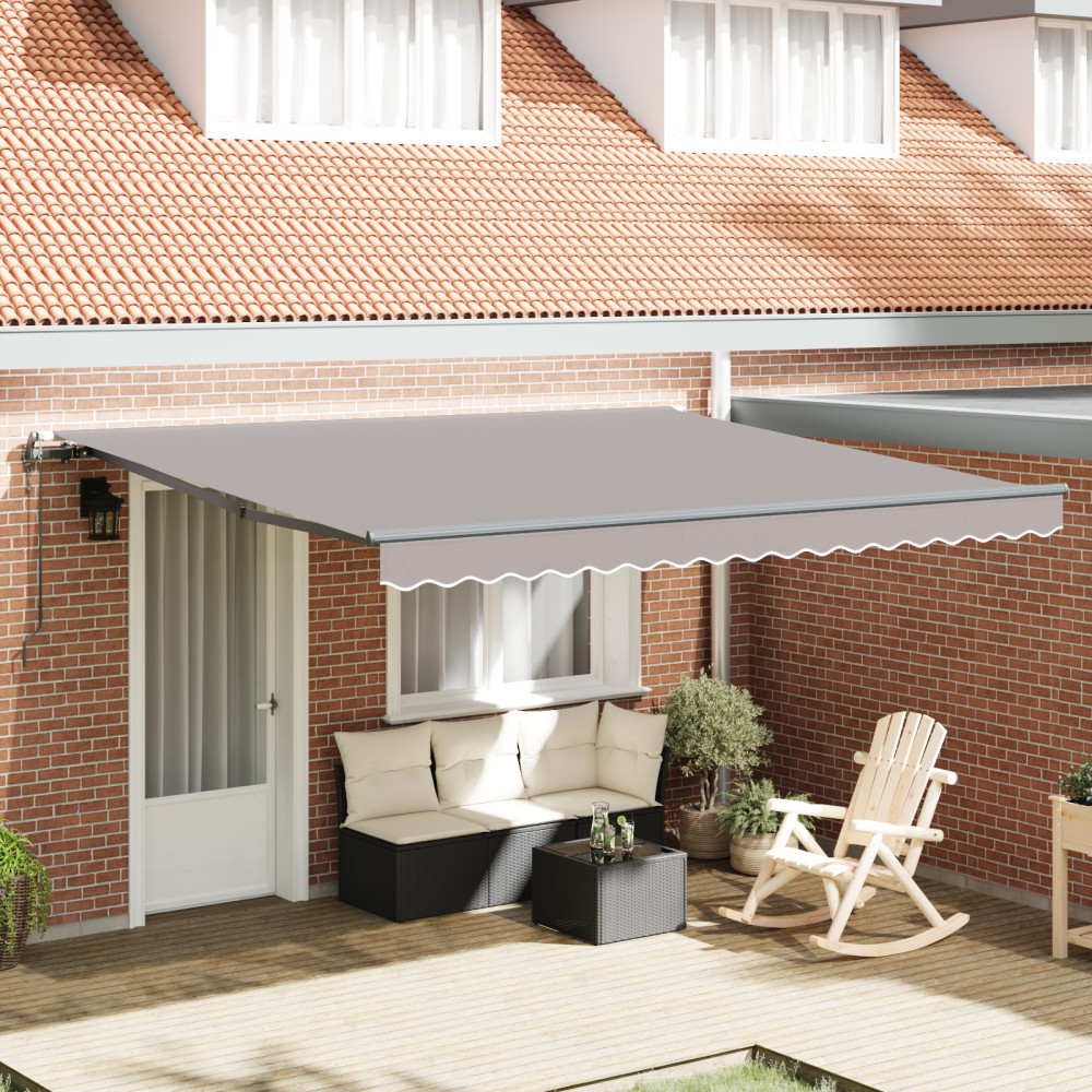 Produktbild för Utdragbar markis Ljusgrå 400 × 350 cm Duk och Aluminium