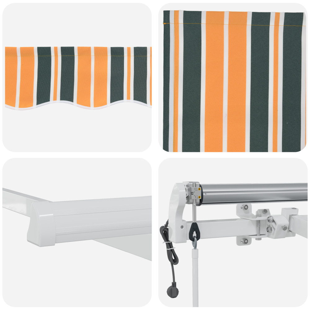Produktbild för Utdragbar markis Grön och gul 400 × 350 cm Duk och Aluminium