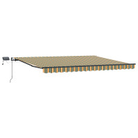 Produktbild för Utdragbar markis Grön och gul 400 × 350 cm Duk och Aluminium