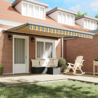 Produktbild för Utdragbar markis Grön och Vit 400 × 350 cm Duk och Aluminium