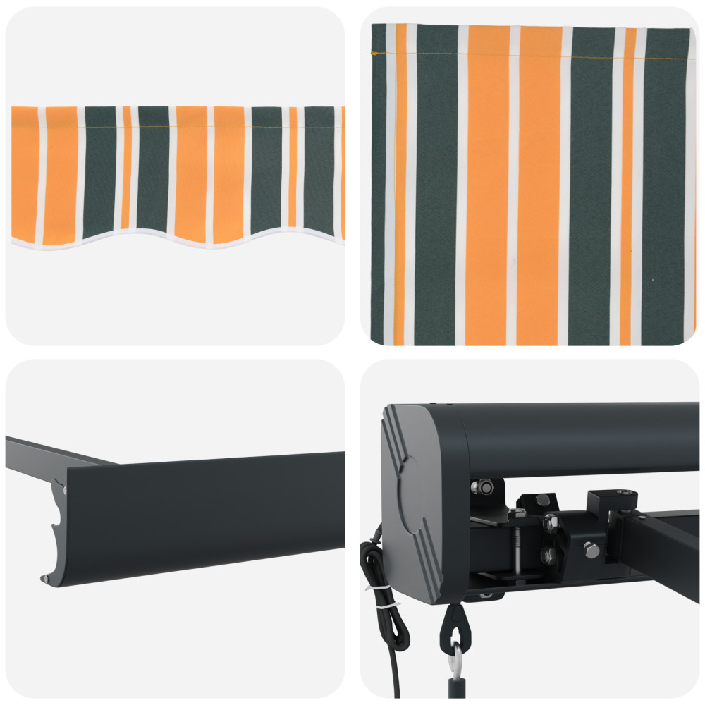 Produktbild för Utdragbar markis Grön och Vit 400 × 350 cm Duk och Aluminium