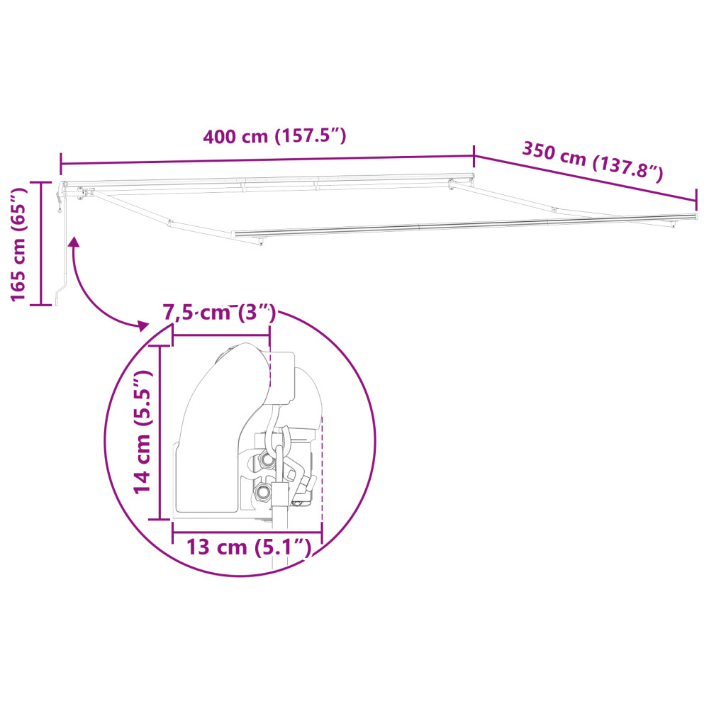 Produktbild för Utdragbar markis Grön och Vit 400 × 350 cm Duk och Aluminium