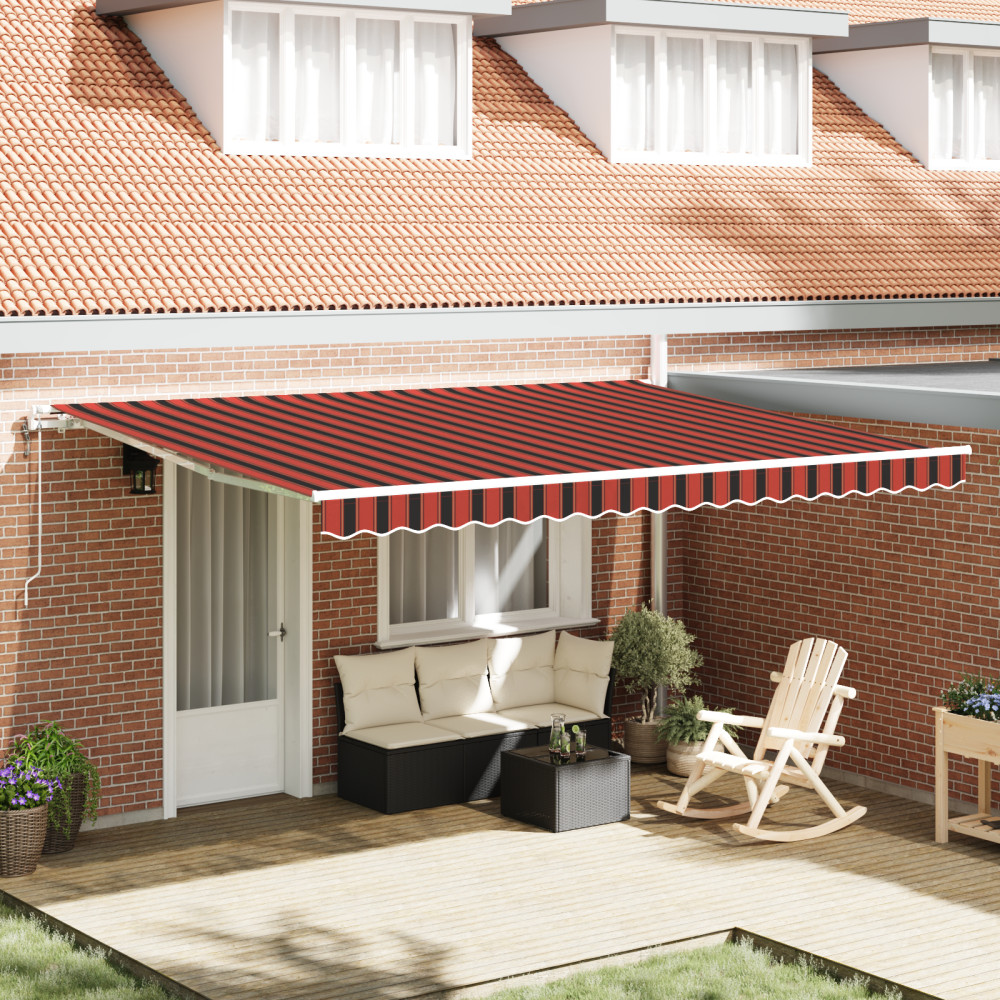Produktbild för Utdragbar markis orange och brun 450 × 300 cm Duk och Aluminium