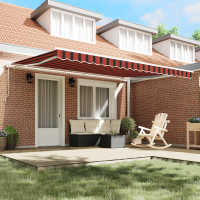 Produktbild för Utdragbar markis orange och brun 450 × 300 cm Duk och Aluminium