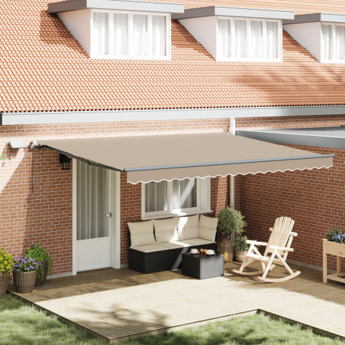 vidaXL Utdragbar markis Beige 450 × 300 cm Duk och Aluminium