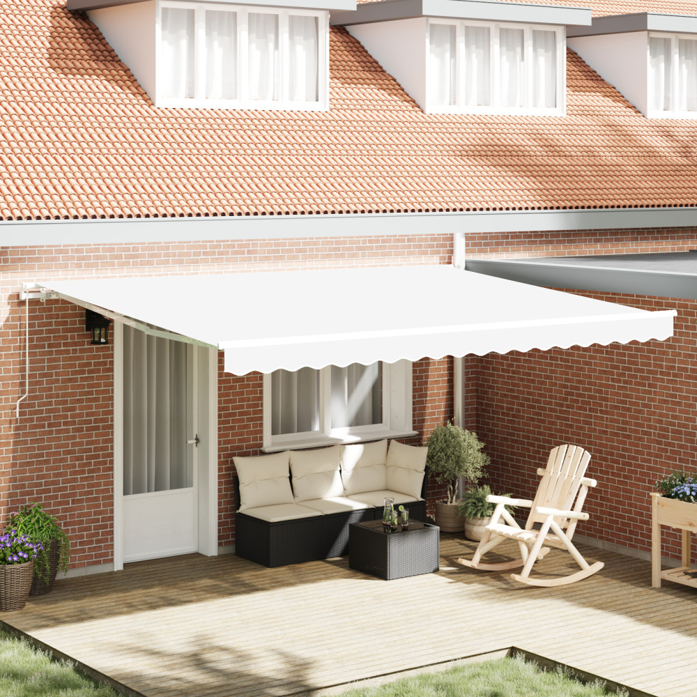 Produktbild för Utdragbar markis Vit 450 x 300 x 165 cm Polyester och aluminium