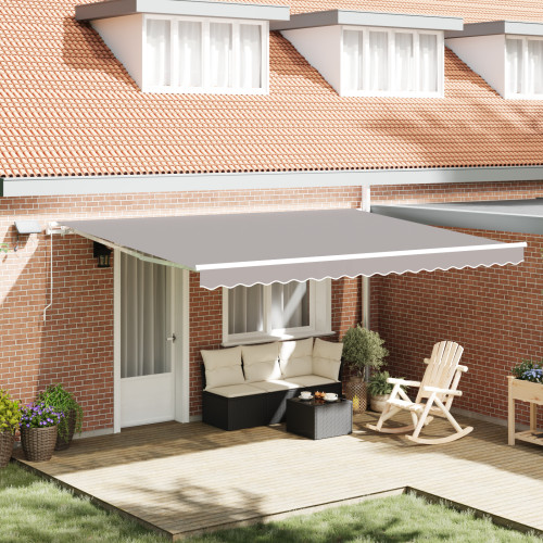 vidaXL Utdragbar markis Ljusgrå 450 × 300 cm Duk och Aluminium