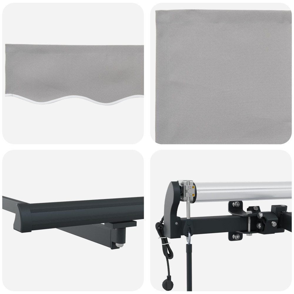 Produktbild för Utdragbar markis Ljusgrå 450 × 300 cm Duk och Aluminium