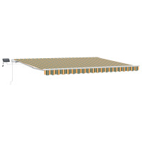 Produktbild för Utdragbar markis Grön och gul 450 × 300 cm Duk och Aluminium