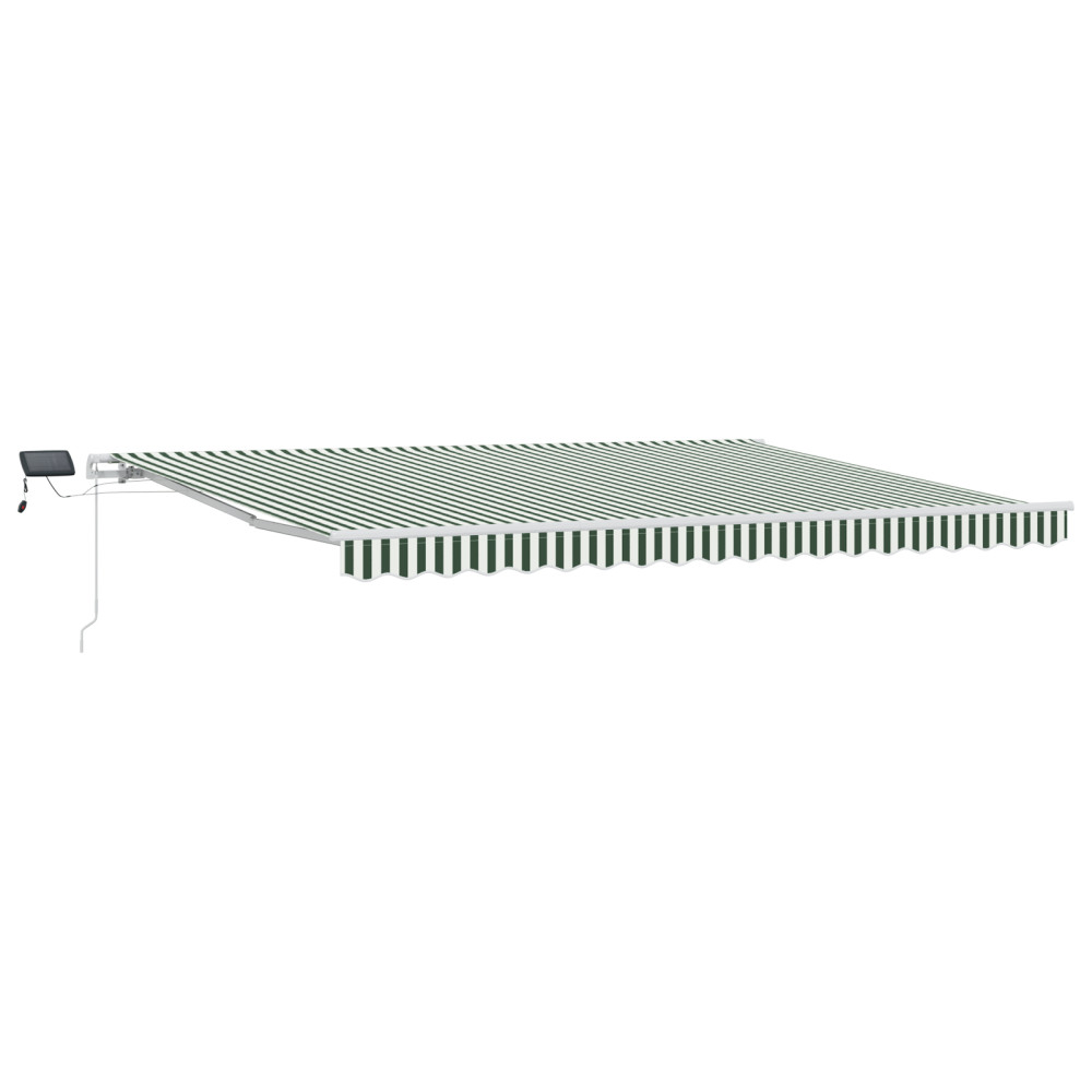 Produktbild för Utdragbar markis Grön och Vit 450 × 300 cm Duk och Aluminium