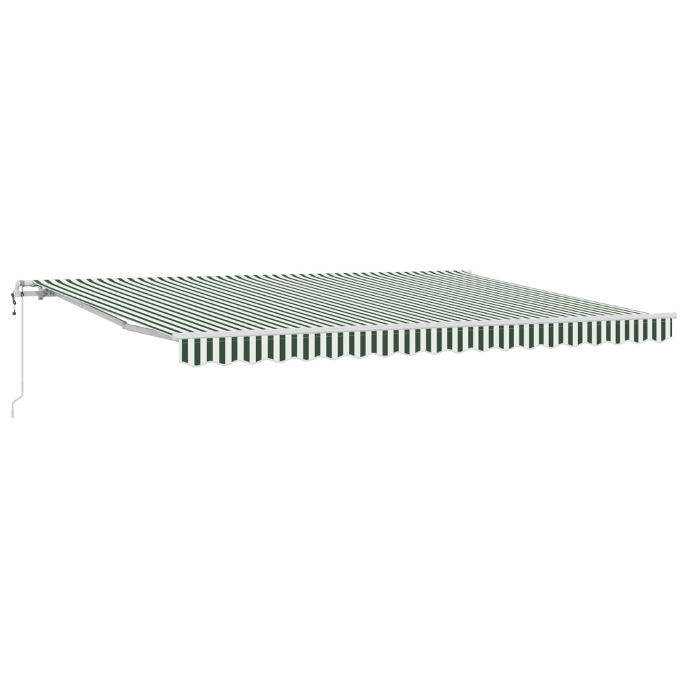 Produktbild för Utdragbar markis Grön och Vit 450 × 300 cm Duk och Aluminium