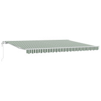 Produktbild för Utdragbar markis Grön och Vit 450 × 300 cm Duk och Aluminium