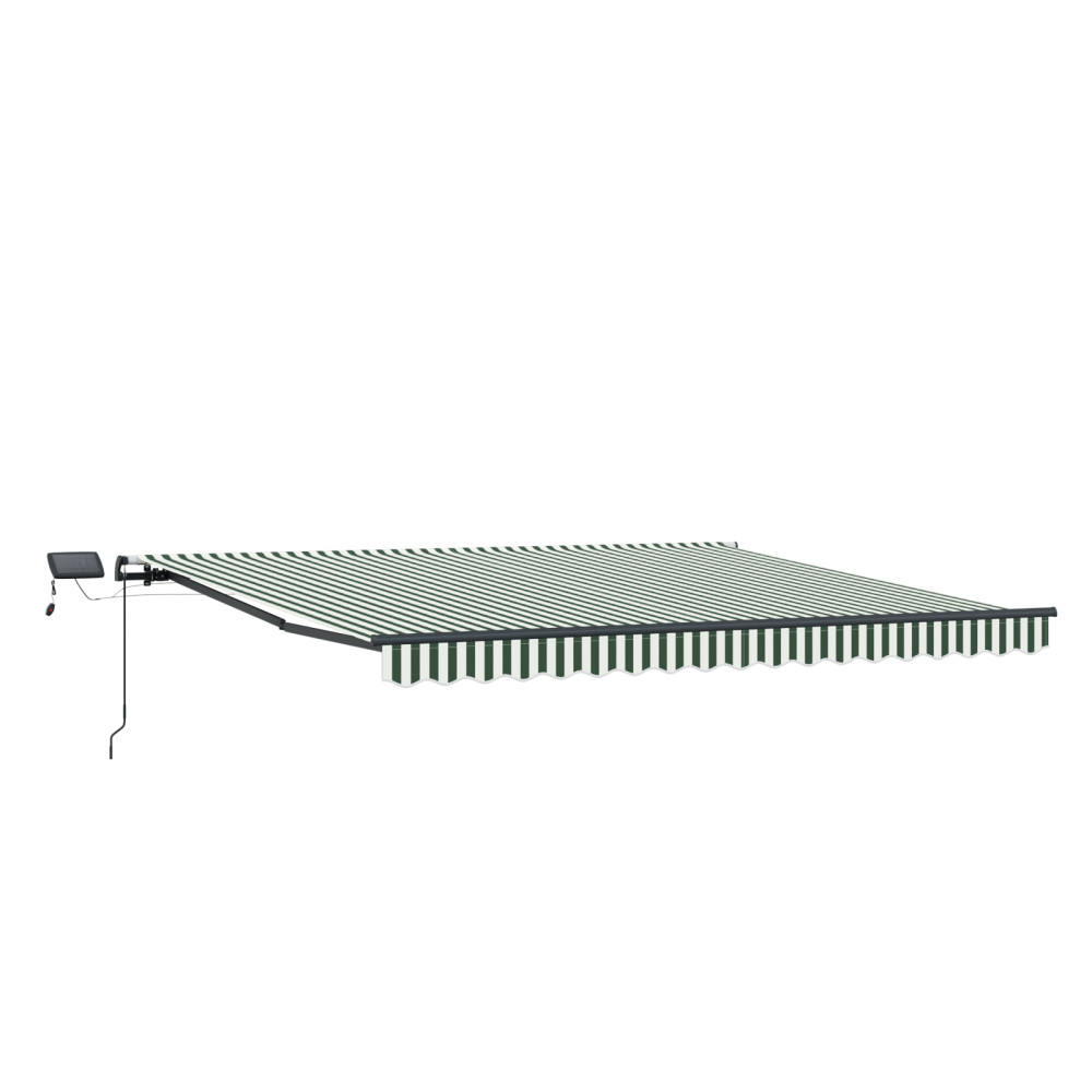 Produktbild för Utdragbar markis Grön och Vit 450 × 300 cm Duk och Aluminium