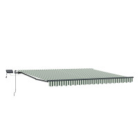 Produktbild för Utdragbar markis Grön och Vit 450 × 300 cm Duk och Aluminium