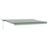 Produktbild för Utdragbar markis Grön och Vit 450 × 300 cm Polyester