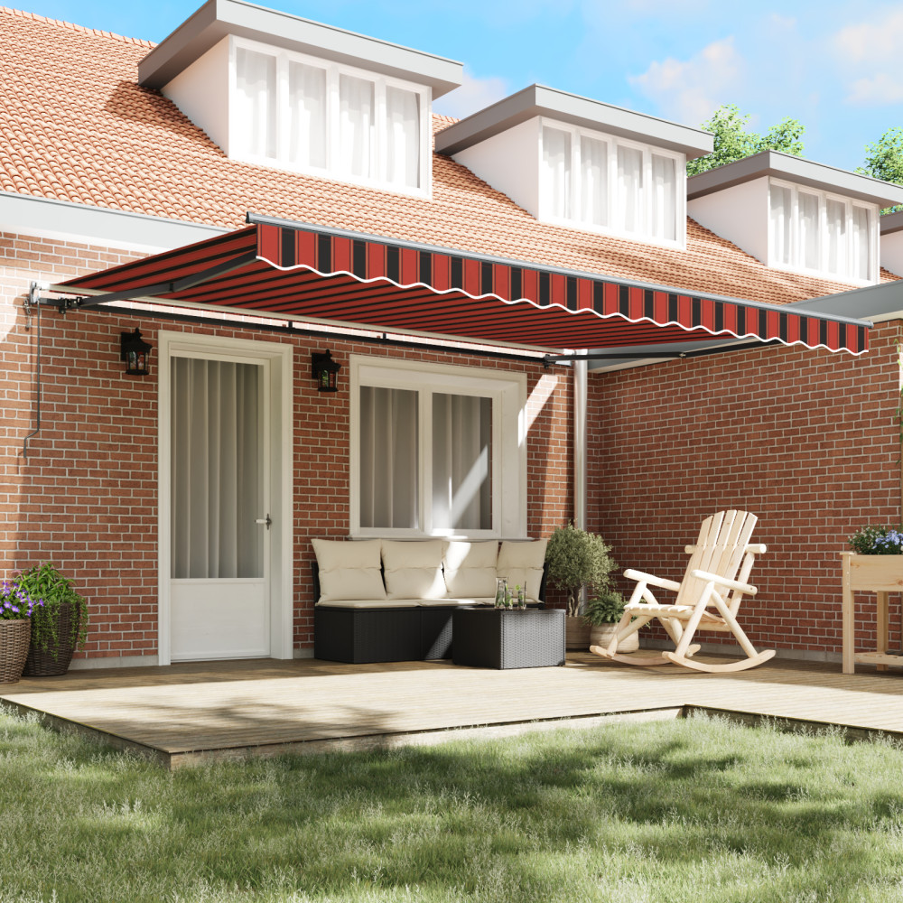 Produktbild för Utdragbar markis orange och brun 450 × 350 cm Duk och Aluminium