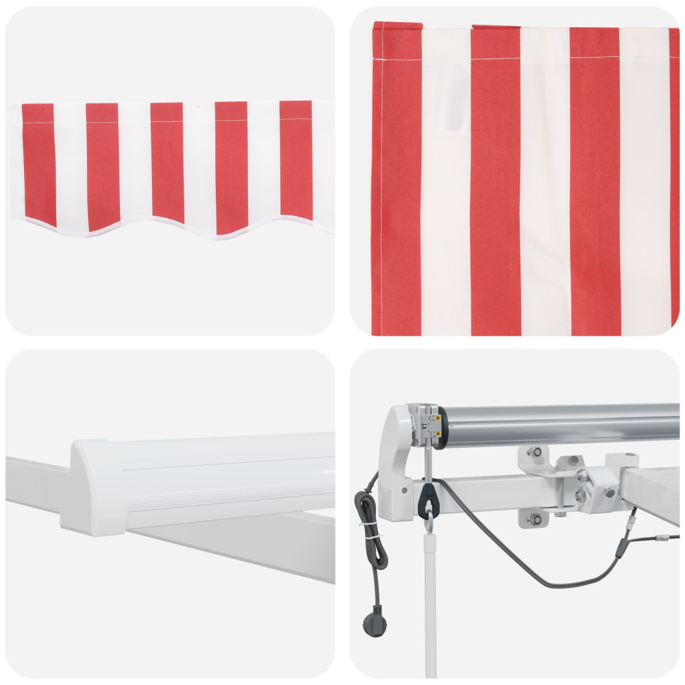 Produktbild för Utdragbar markis Röd och Vit 450 × 350 cm Polyester