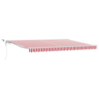 Produktbild för Utdragbar markis Röd och Vit 450 × 350 cm Polyester