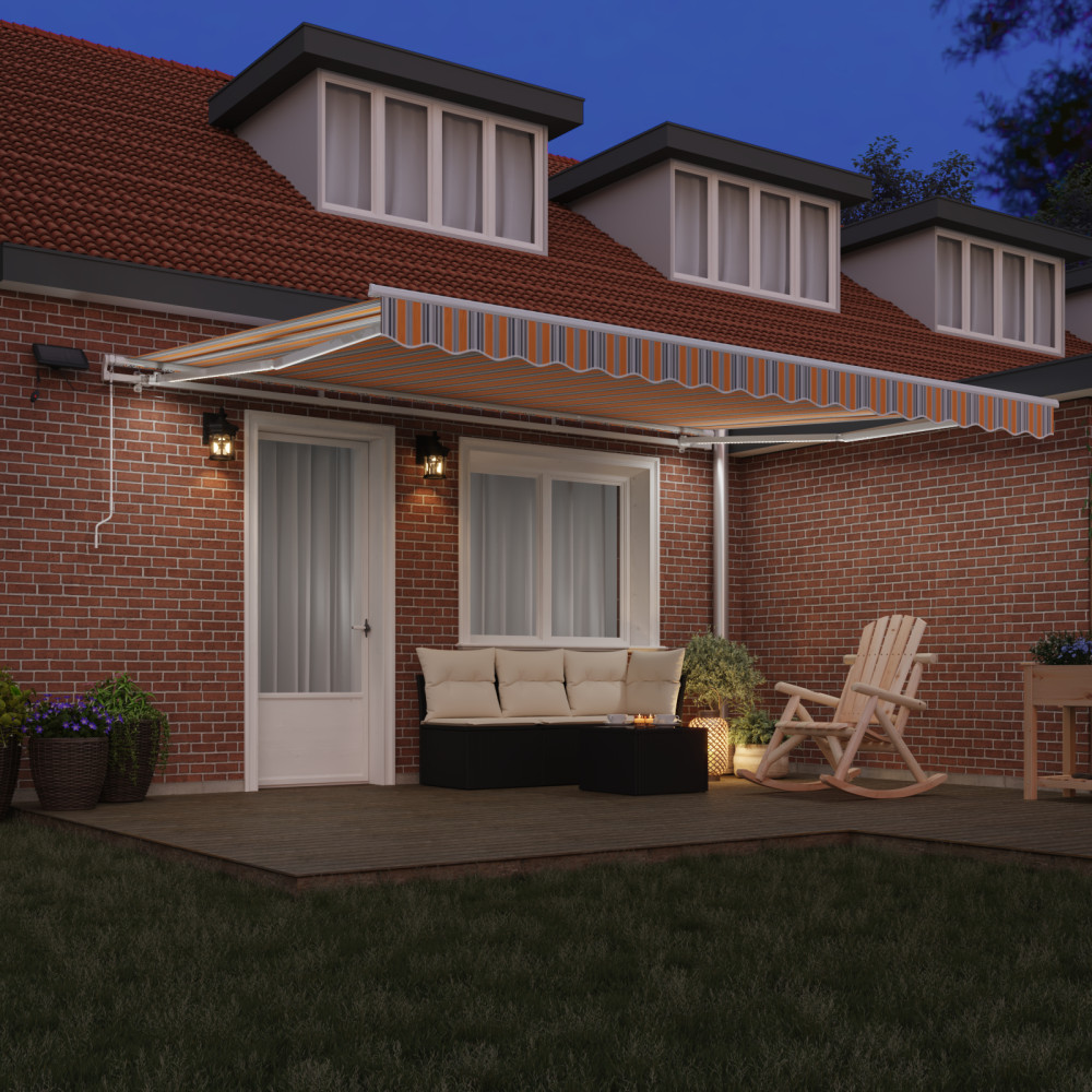 Produktbild för Utdragbar markis Flerfärgsdesign 450 × 350 cm Duk och Aluminium