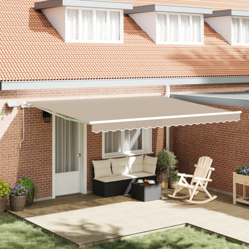 vidaXL Utdragbar markis Beige 450 × 350 cm Duk och Aluminium