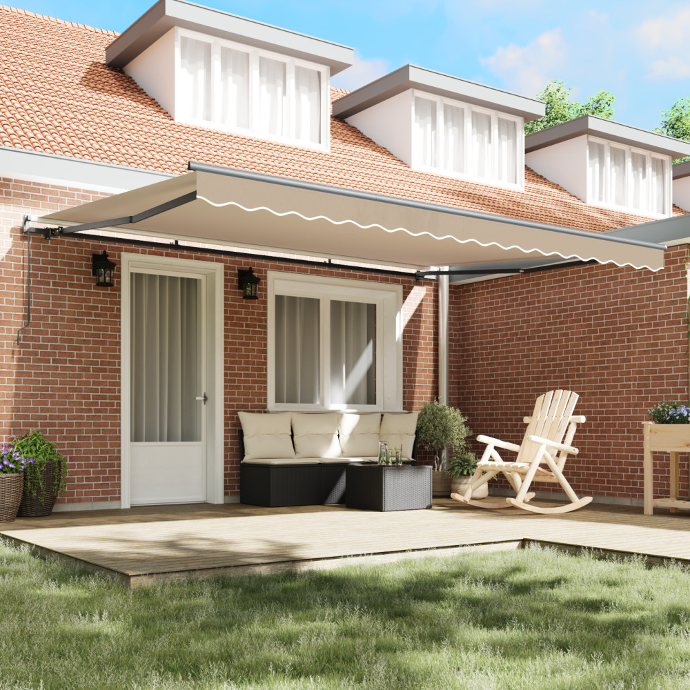 Produktbild för Utdragbar markis Beige 450 × 350 cm Polyester och aluminium