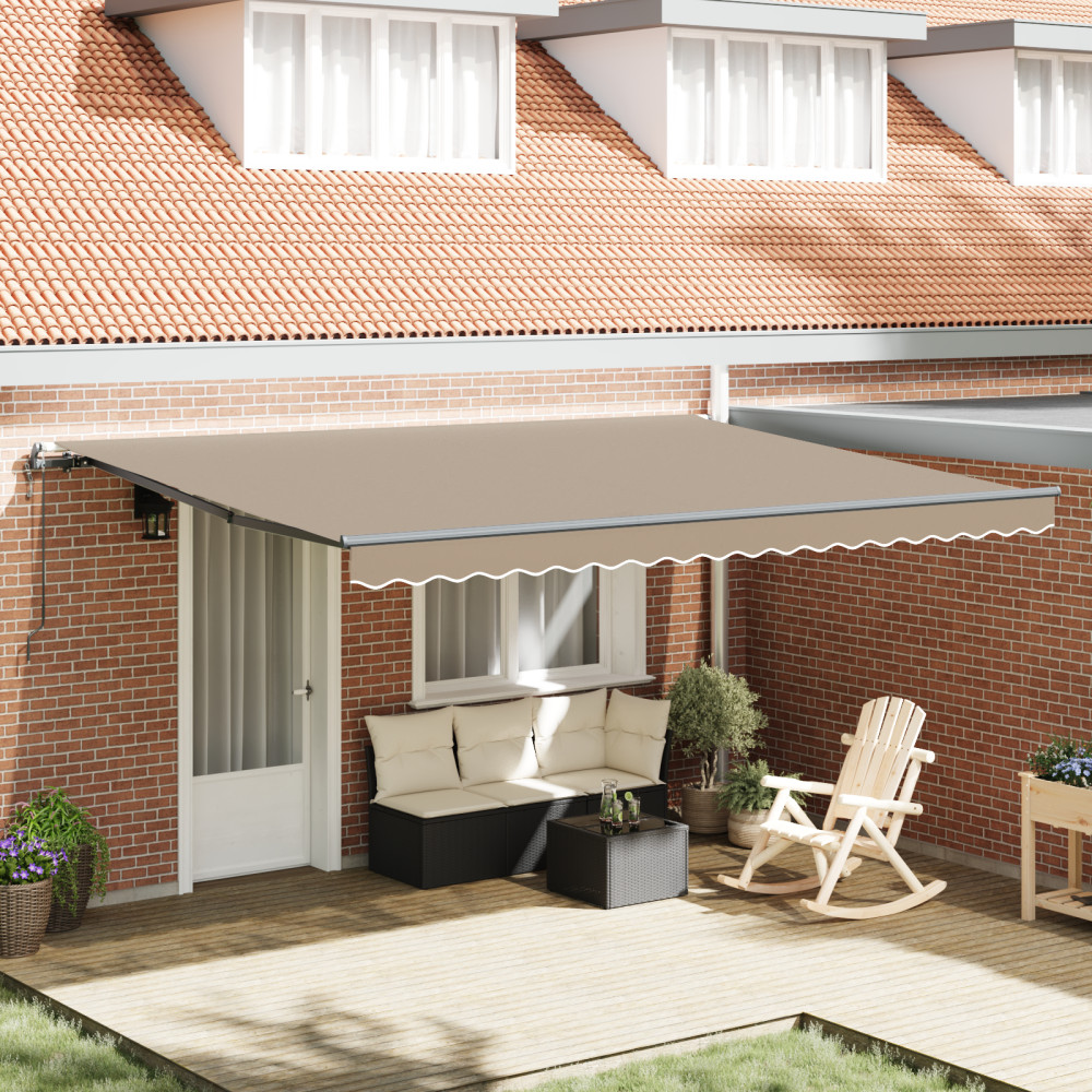 Produktbild för Utdragbar markis Beige 450 × 350 cm Duk och Aluminium