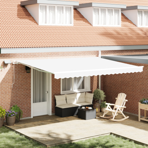 vidaXL Utdragbar markis Vit 450 × 350 cm Duk och Aluminium