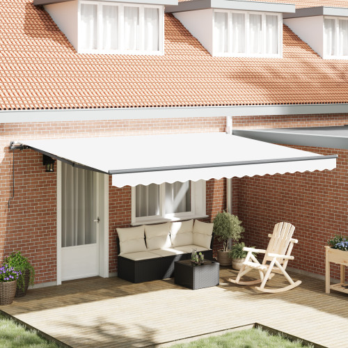 vidaXL Utdragbar markis Vit 450 × 350 cm Polyester och aluminium