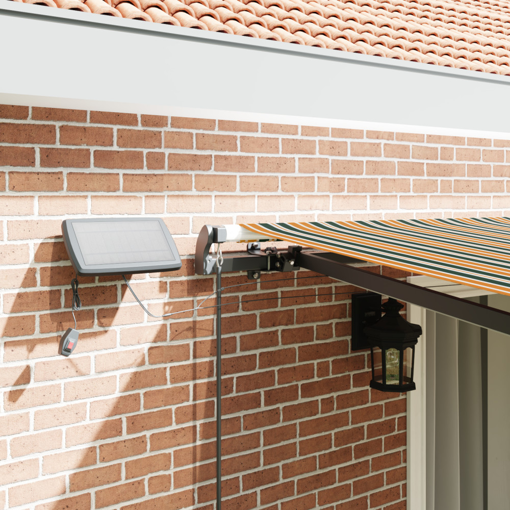 Produktbild för Utdragbar markis Grön och gul 450 × 350 cm Duk och Aluminium