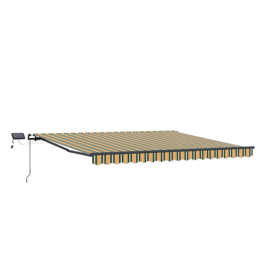 Produktbild för Utdragbar markis Grön och gul 450 × 350 cm Duk och Aluminium