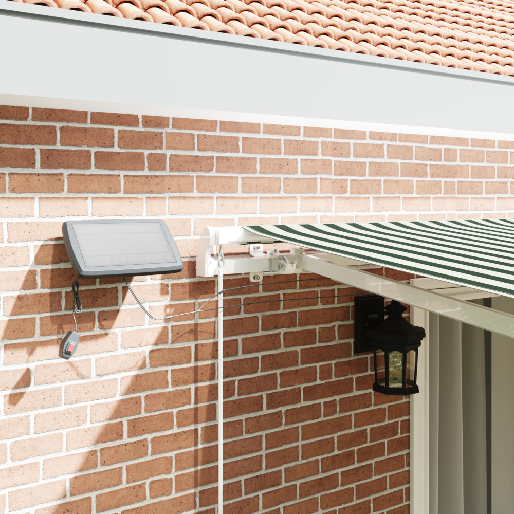 Produktbild för Utdragbar markis Grön och Vit 450 × 350 cm Duk och Aluminium