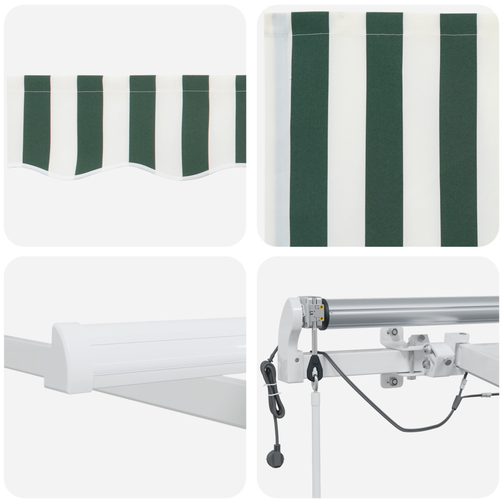 Produktbild för Utdragbar markis Grön och Vit 450 × 350 cm Polyester
