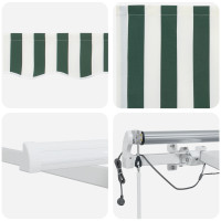 Produktbild för Utdragbar markis Grön och Vit 450 × 350 cm Polyester