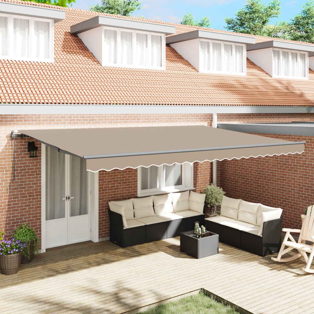 Produktbild för Utdragbar markis Beige 500 × 300 cm Duk och Aluminium