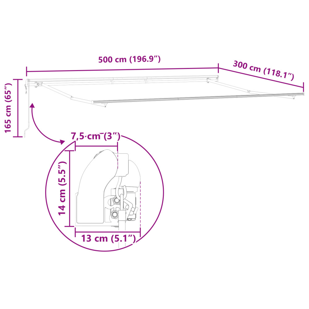 Produktbild för Utdragbar markis Ljusgrå 500 × 300 cm Duk och Aluminium