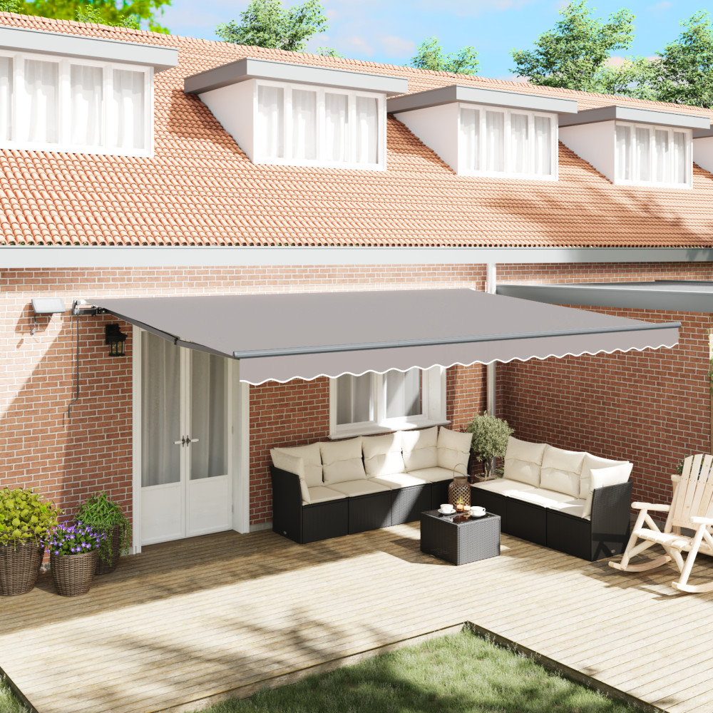 Produktbild för Utdragbar markis Ljusgrå 500 × 300 cm Duk och Aluminium