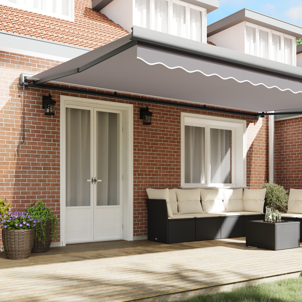 Produktbild för Utdragbar markis Ljusgrå 500 x 300 x 165 cm Tyg och Metall