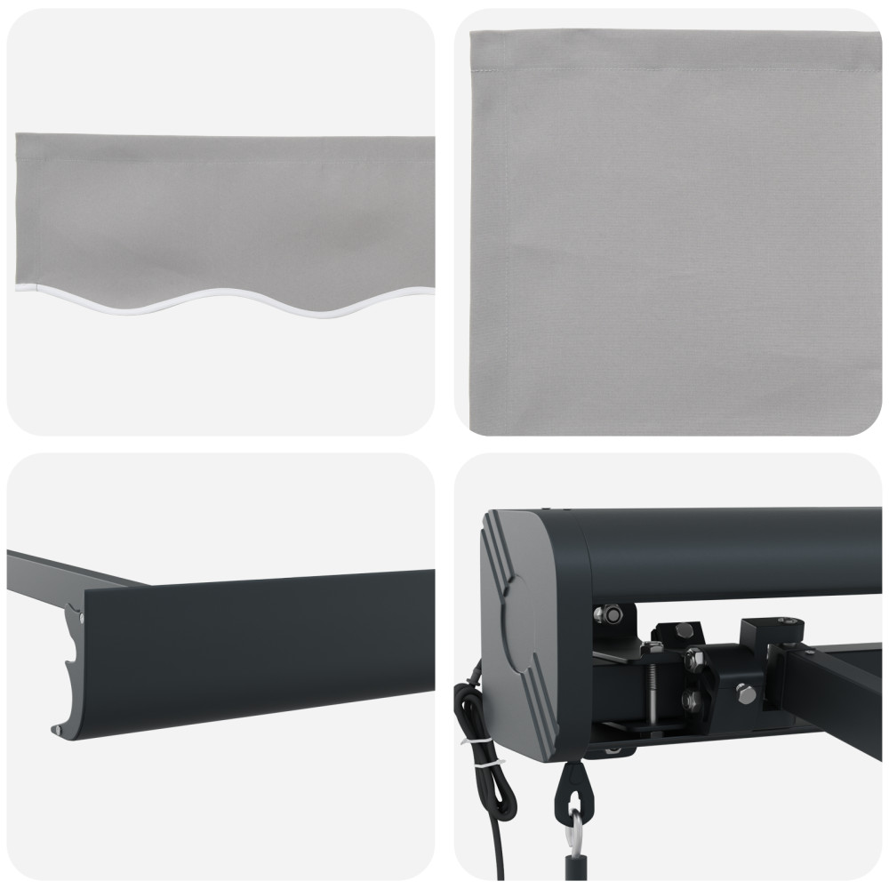 Produktbild för Utdragbar markis Ljusgrå 500 x 300 x 165 cm Tyg och Metall