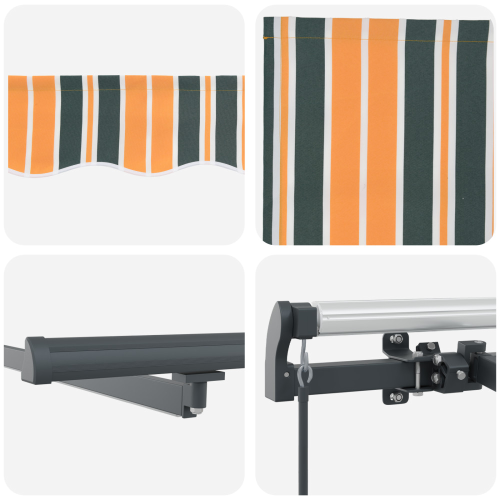 Produktbild för Utdragbar markis Grön och gul 500 × 300 cm Duk och Aluminium