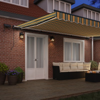 Produktbild för Utdragbar markis Grön och gul 500 × 300 cm Duk och Aluminium