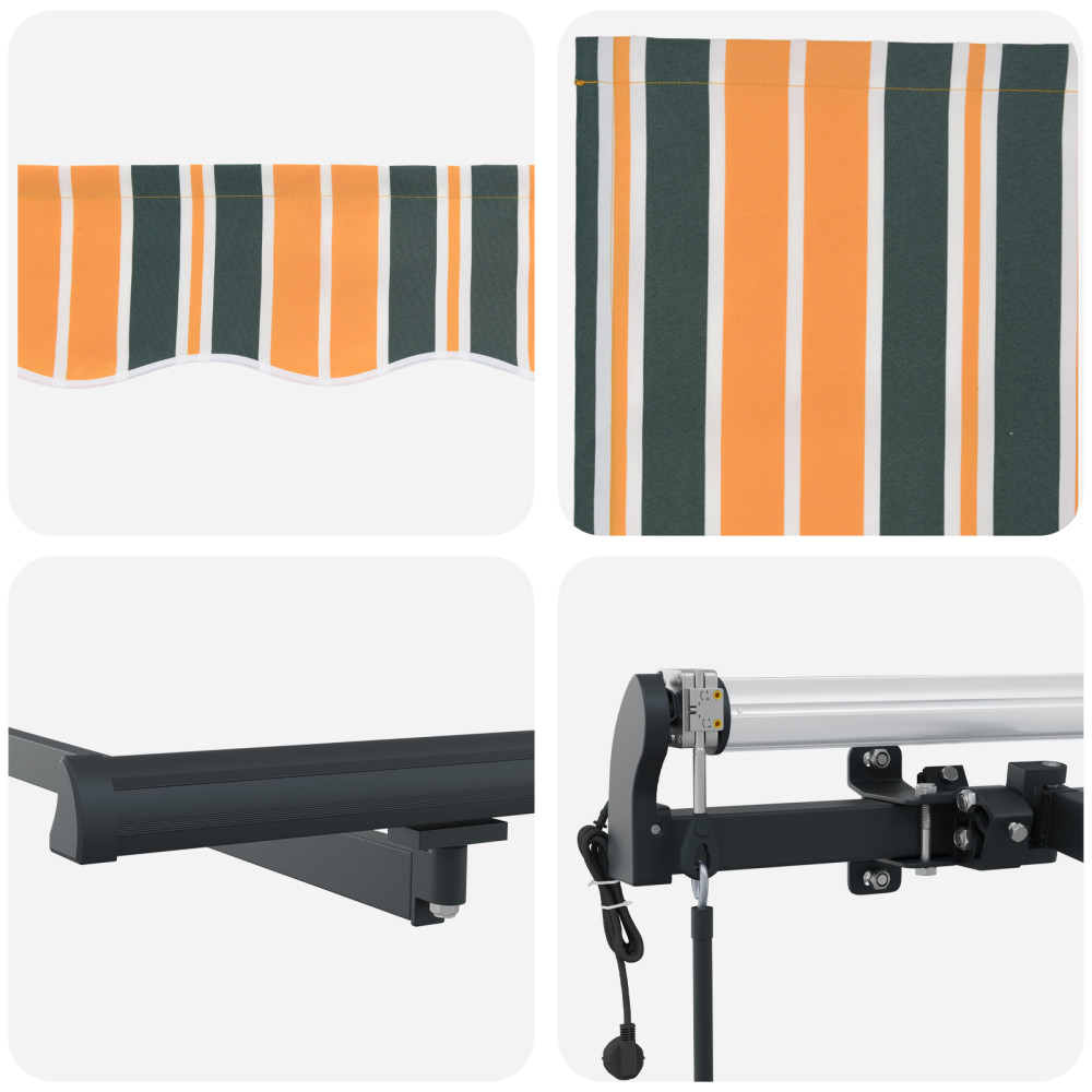 Produktbild för Utdragbar markis Grön och gul 500 × 300 cm Duk och Aluminium