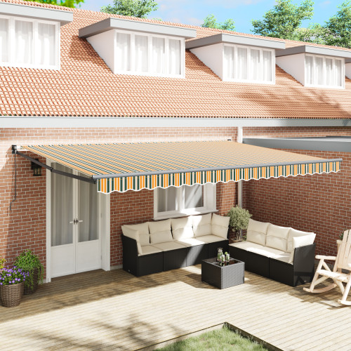 vidaXL Utdragbar markis Flerfärgsdesign 500 × 300 cm
