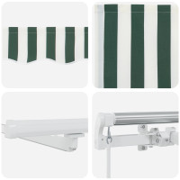 Produktbild för Utdragbar markis Grön och Vit 500 × 300 cm Duk och Aluminium