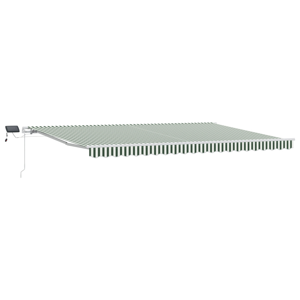 Produktbild för Utdragbar markis Grön och Vit 500 × 300 cm Duk och Aluminium