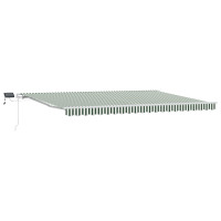 Produktbild för Utdragbar markis Grön och Vit 500 × 300 cm Duk och Aluminium