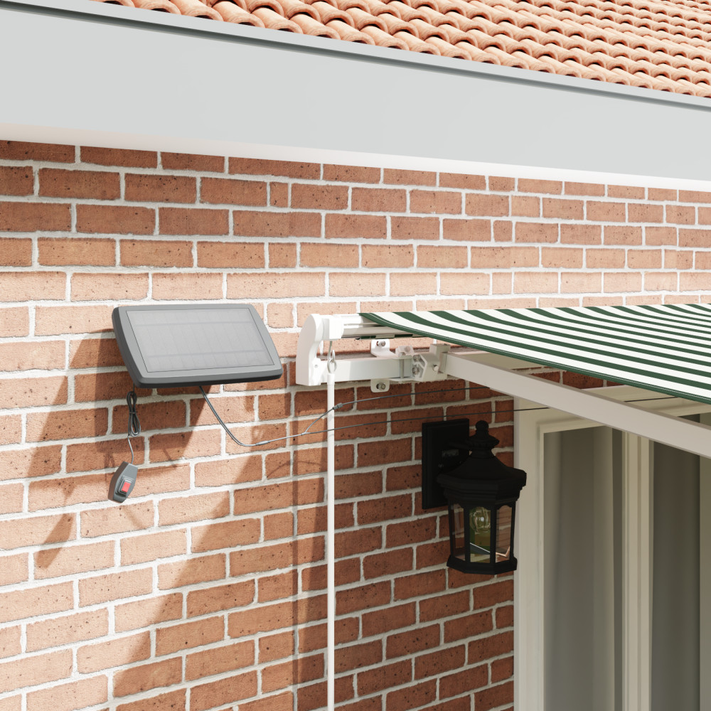 Produktbild för Utdragbar markis Grön och Vit 500 × 300 cm Duk och Aluminium