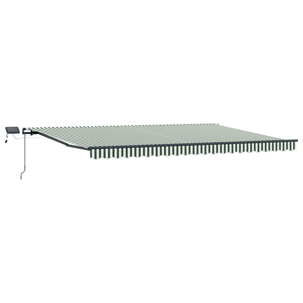 Produktbild för Utdragbar markis Grön och Vit 500 × 300 cm Duk och Aluminium