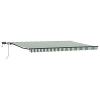 Produktbild för Utdragbar markis Grön och Vit 500 × 300 cm Duk och Aluminium