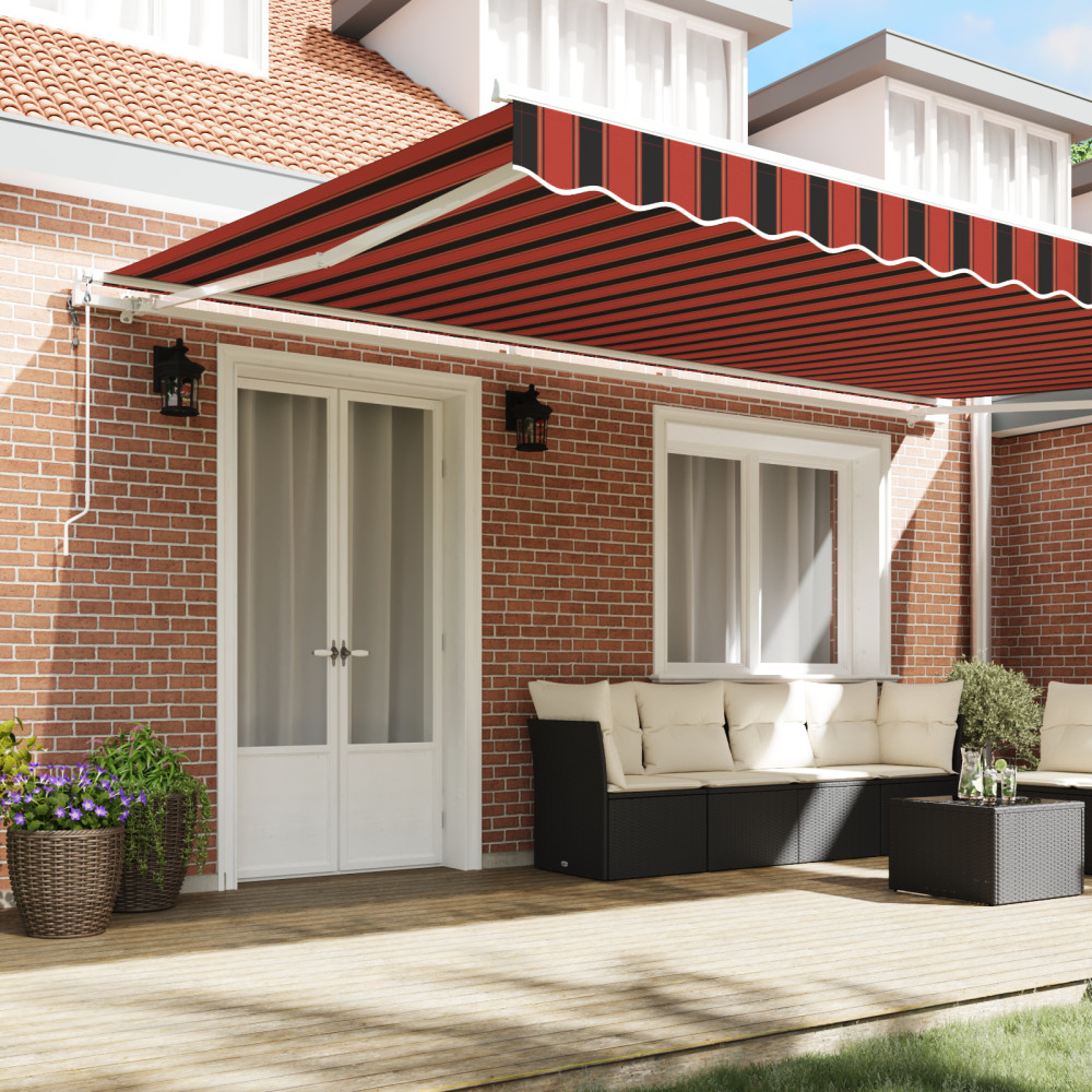 Produktbild för Utdragbar markis orange och brun 500 × 300 cm Duk och Aluminium